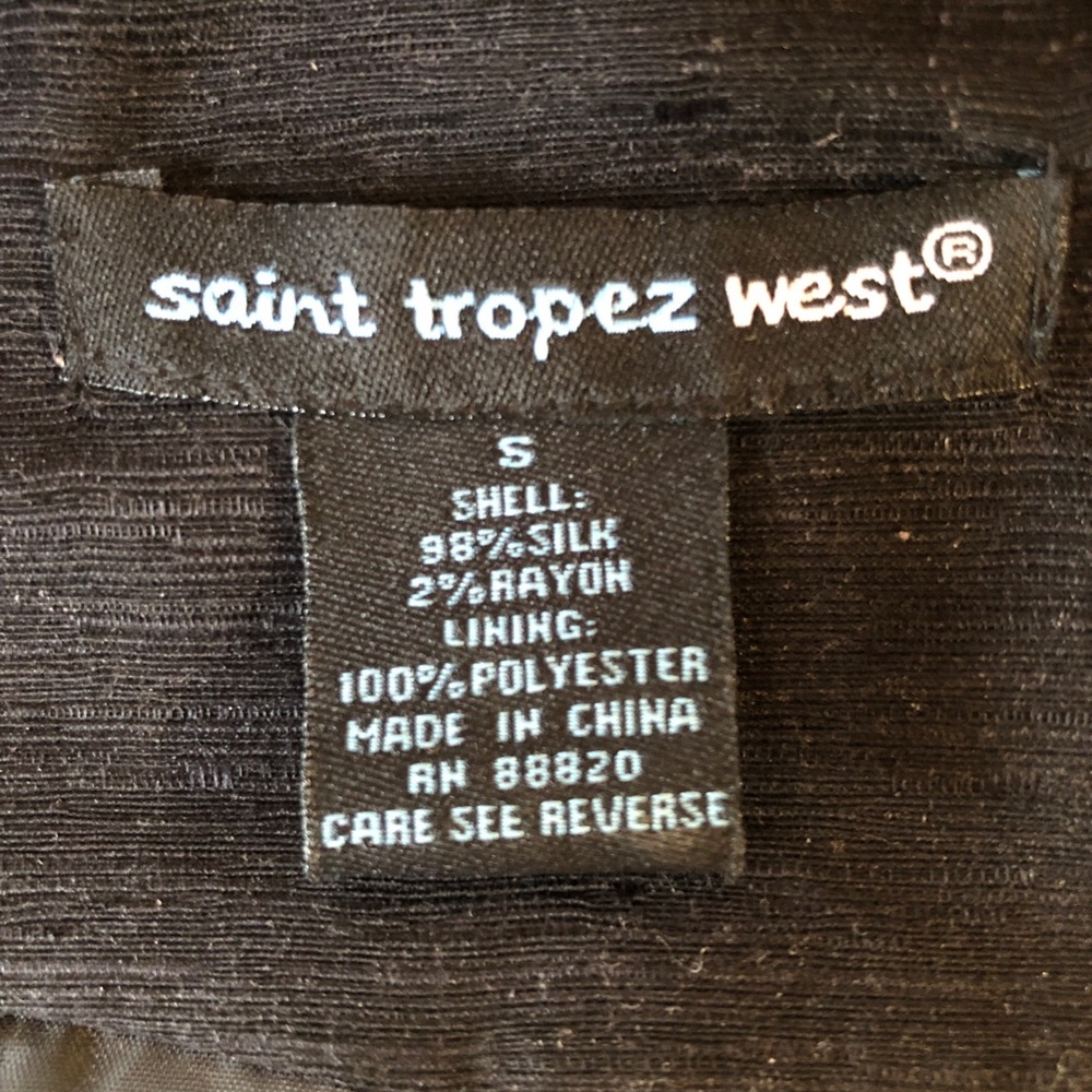 Silk SAINT TROPEZ WEST Lined Sleeveless Blouse Black Eggshell (S) - Picture 5 of 14